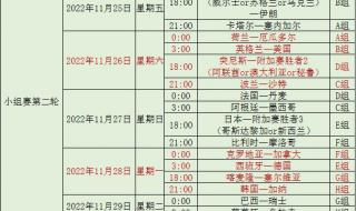 世界杯赛程2022小组赛 世界杯赛程2022小组赛